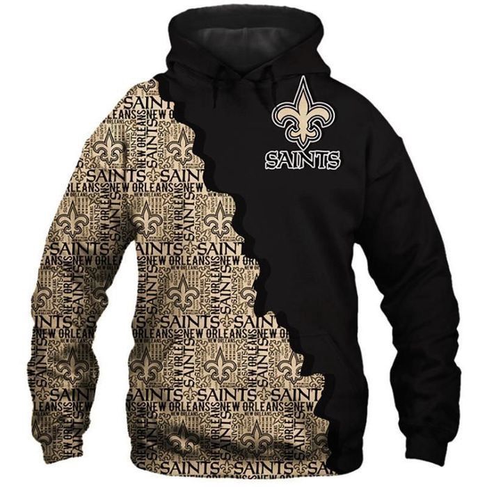 New Orleans Saints Football 3D Hooded Pocket Pullover Sweater Hoodie