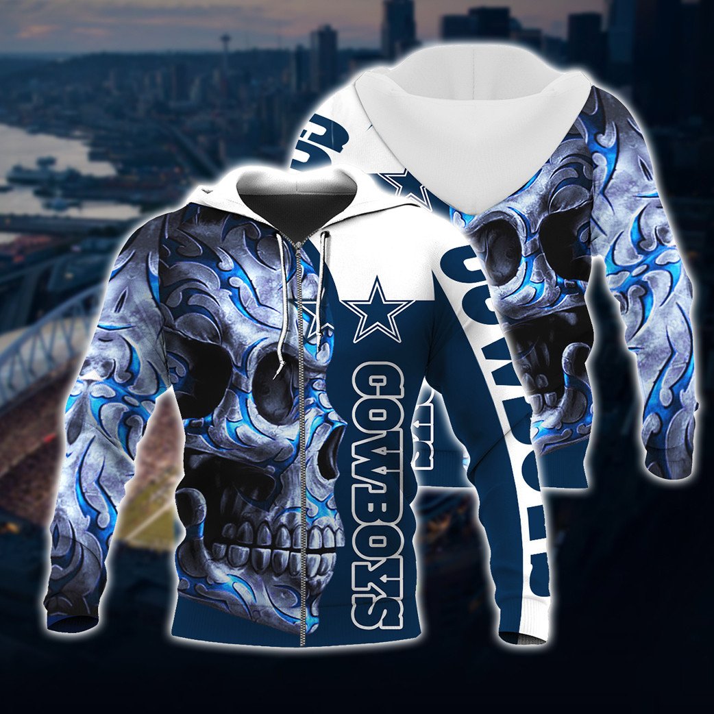 Dallas Football Hoodie, Dallas Football Skull Tattoo Hoodie, American Football Hoodie, Unisex, Hoodie, Zip Hoodie Fashion24Hs