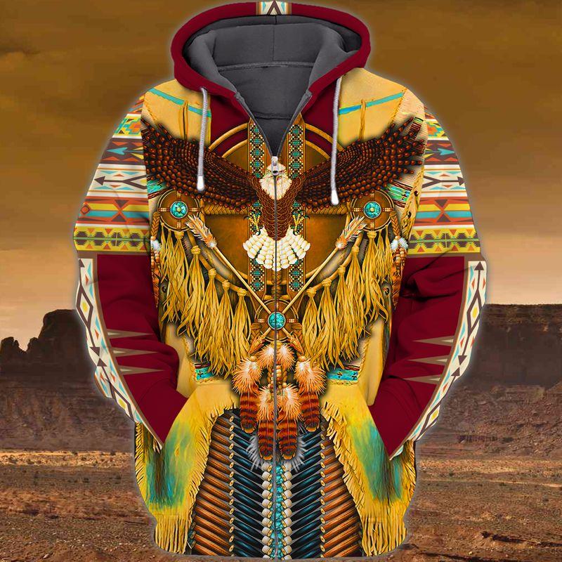 Eagle Indian Tribe Native American Pride Trending Shirts 3D Zipper Hoodie