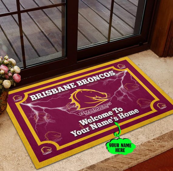 National Rugby League Australia Nrl Brisbane Broncos Custom Non-Slip Rubber Backing Doormat Hg