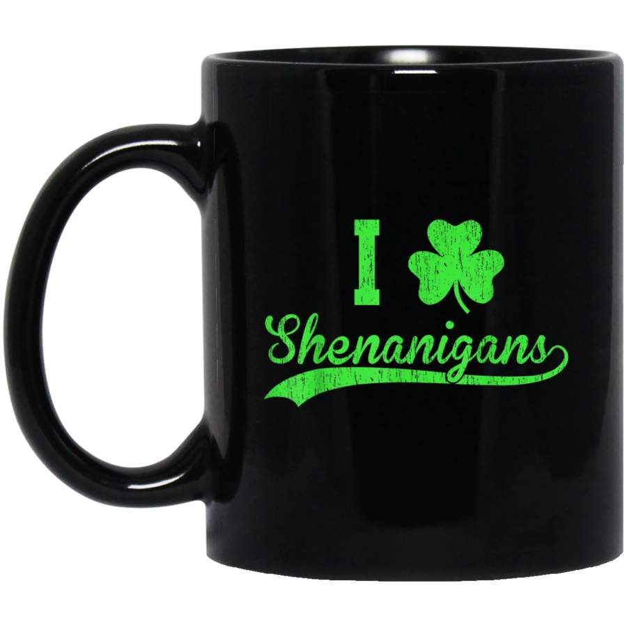 cute shamrock for st patricks day Vintage I love shenanigans Mug