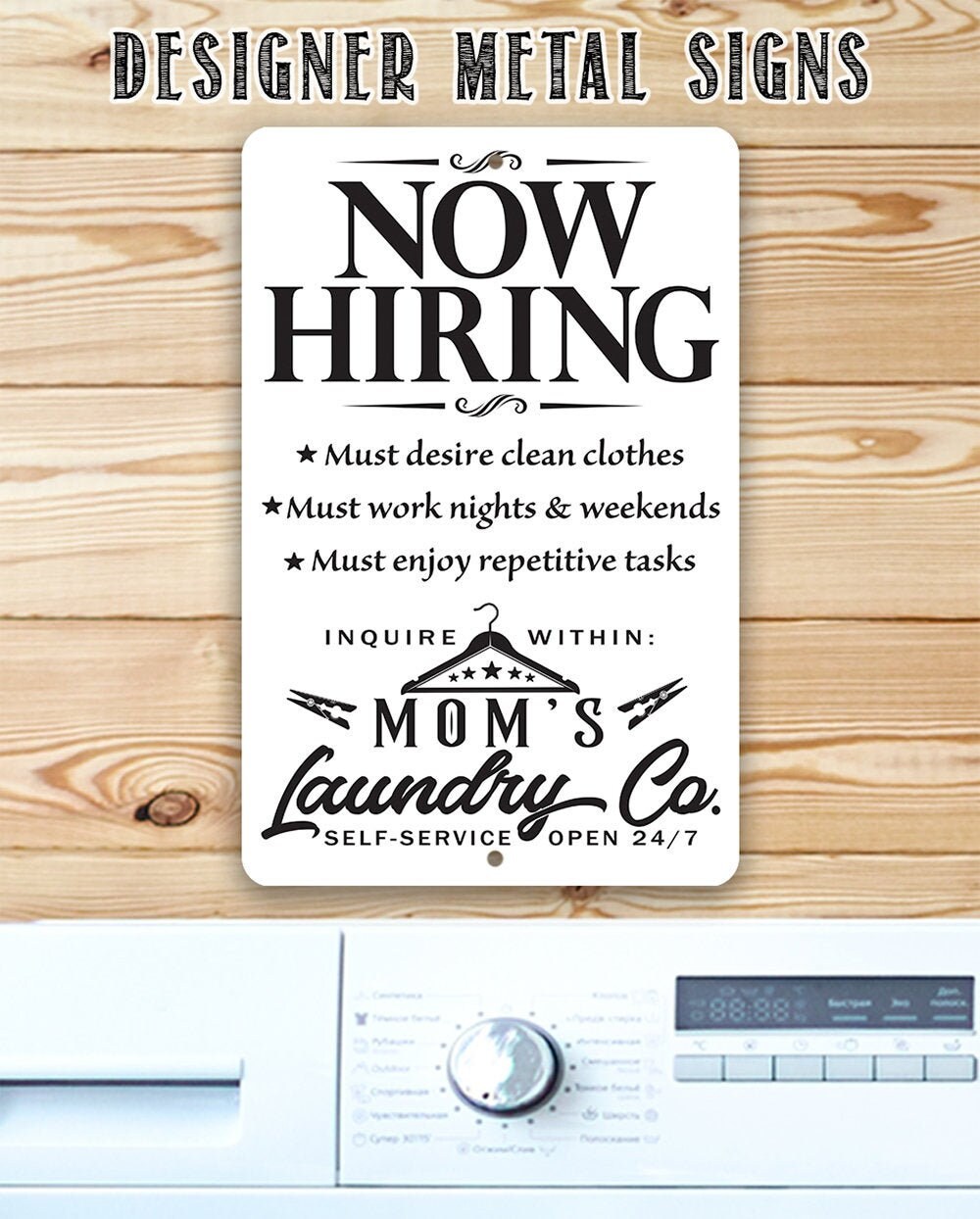 Durable Metal Sign – Now Hiring Laundry- 8″x12″ or 12″x18″ Use Indoor/Outdoor – Job Listing Sign