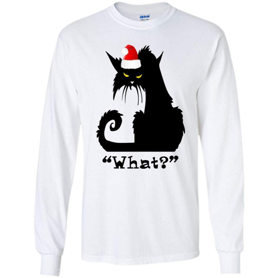 What_ Christmas Gift, Angry Cat, Black Cat, Kitten Lover – Gildan Long Sleeve Shirt