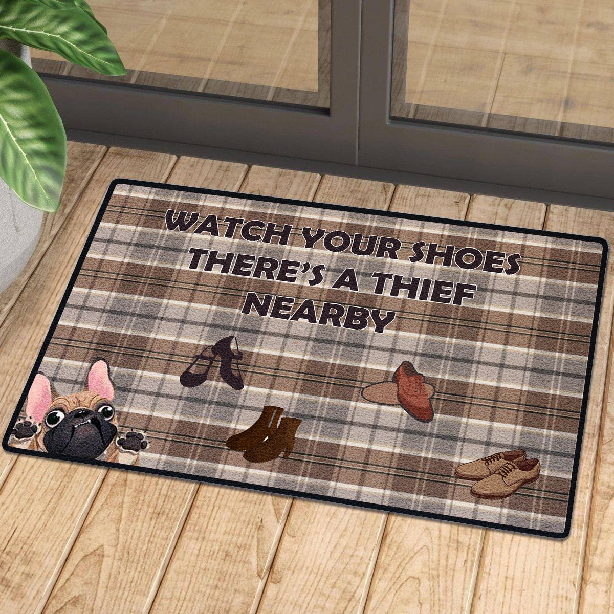 French Bulldog Loves Shoes 7 Doormat | Colorful | Size 8X27” 24X36”