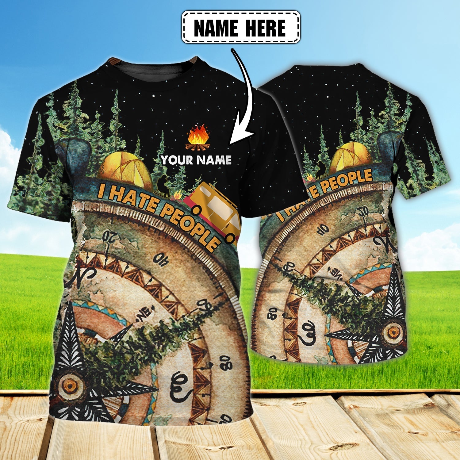 Customized Camping T Shirt For Men And Women, Unisex 3D All Over Printed Camping Shirt