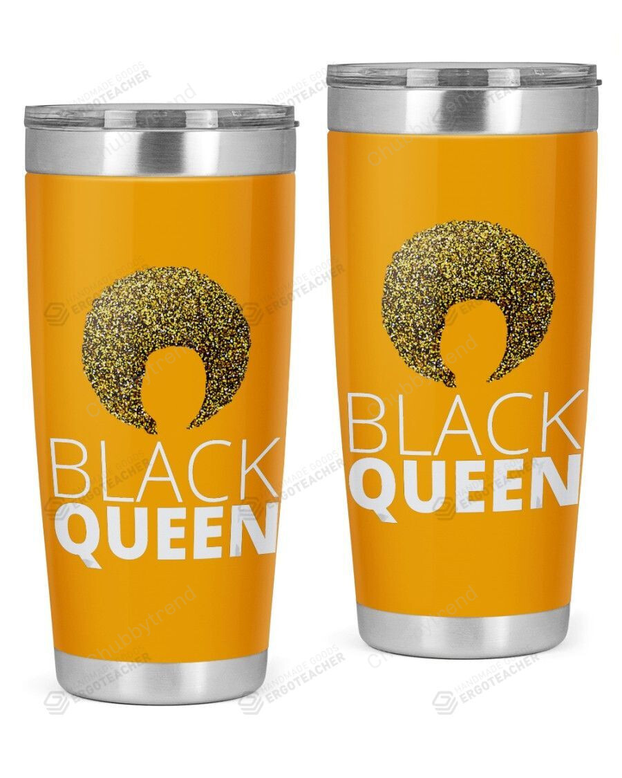 Black History Month Black Queen Natural Hair Crown Stainless Steel Tumbler Cup For Coffee/Tea, Great Customized Gift For Birthday Christmas Thanksgiving