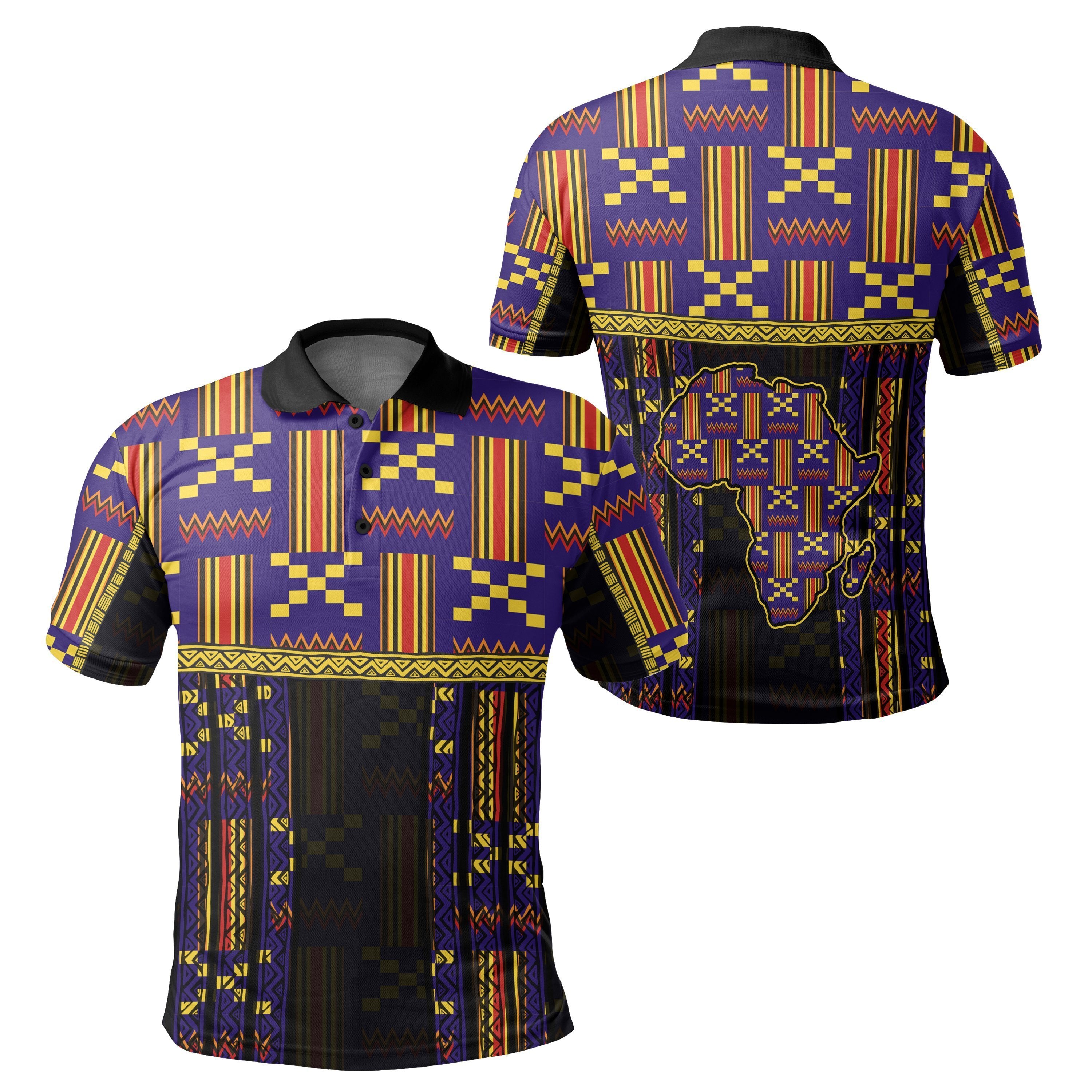 Greek Life Shirt – Greek Life Map Kente Blue Akan Polo Shirt