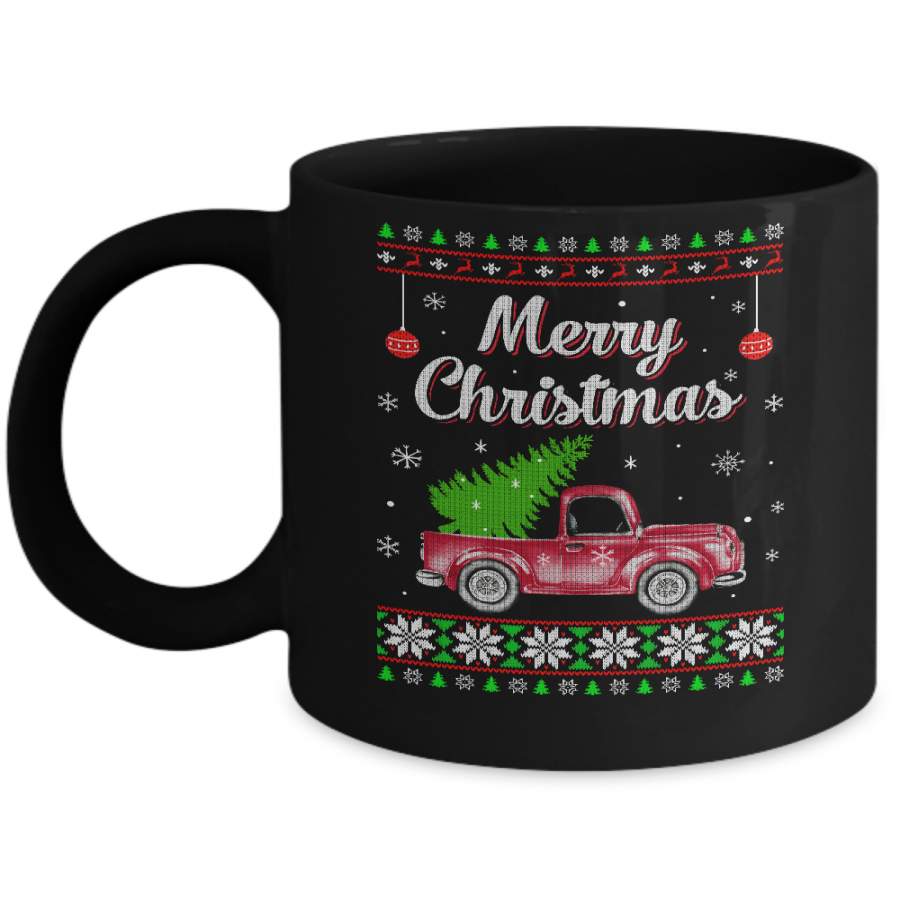 Snow Tree Truck Merry Christmas Ugly Sweater Mug