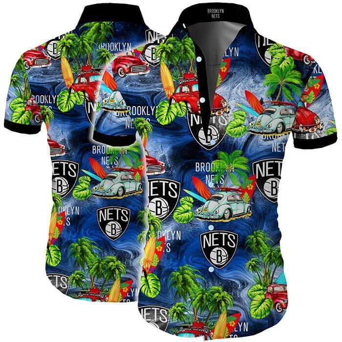 Brooklyn Nets Hawaii Shirt Tropical Flower Short Sleeve Slim Fit Body Ha53440