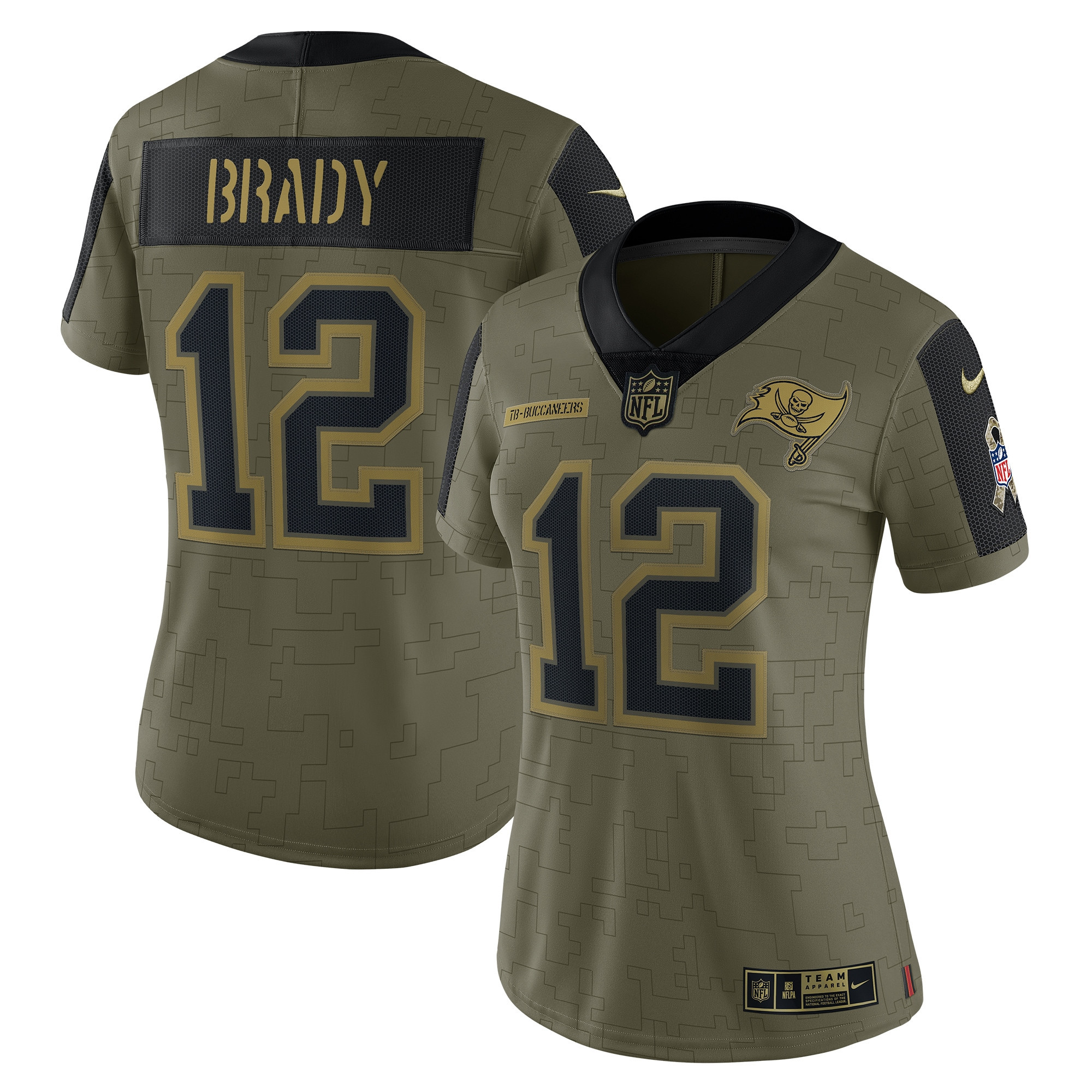 Tom Brady Tampa Bay Buccaneers Womens 2021 Salute To Service Limited Player Jersey – Olive NFL