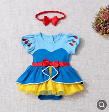 Baby Girl Clothes Summer Newborn Baby Rompers Bodysuit 1st Birthday Party Dress For Baby Girl Mermaid Snow White Baby Costume alx