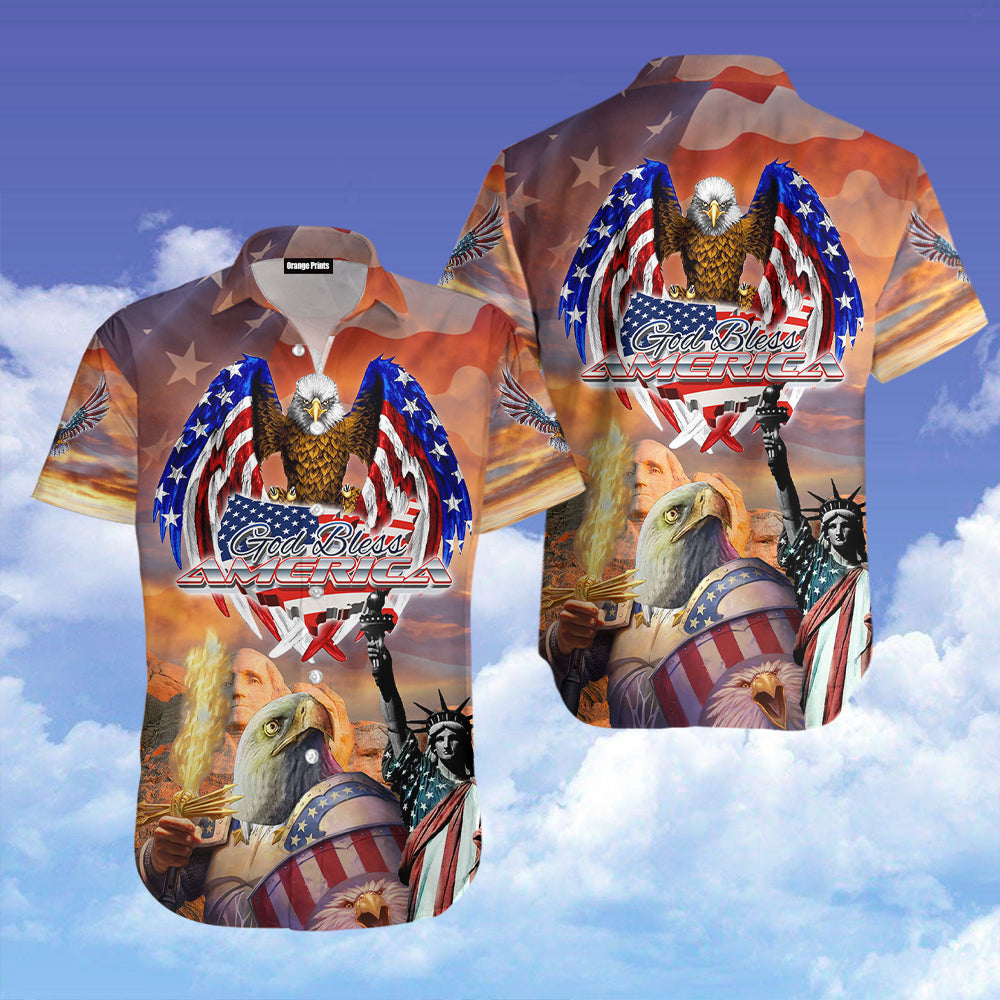 God Bless American Patriotism Eagle Veteran Hawaii Shirt For Men And Women Ha68713