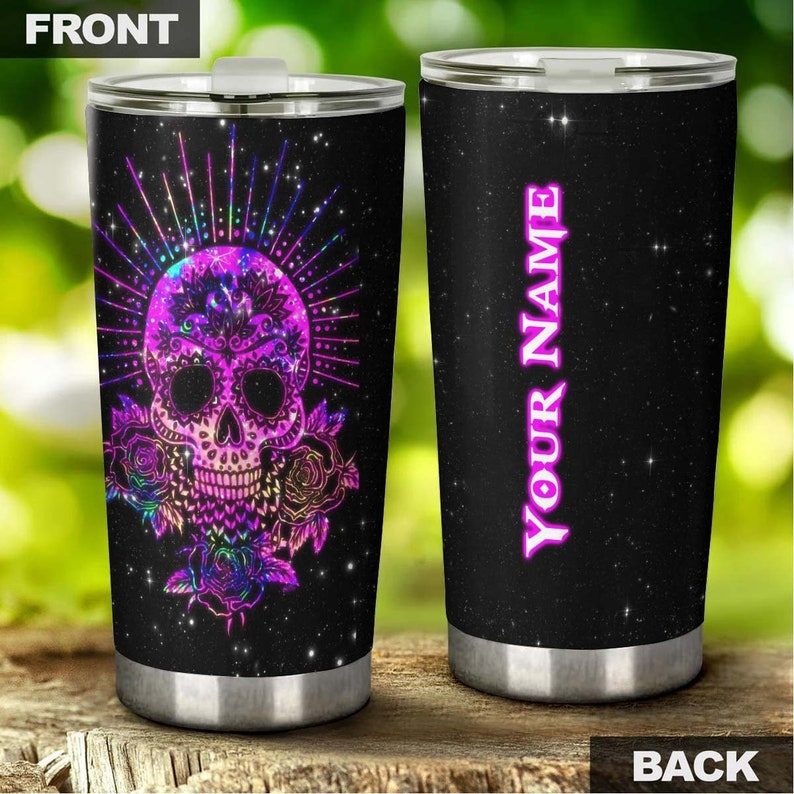 Skull Pink Rose Mandala Tribe Cool Fancy Unique Personalized Tumbler-Skull Tumbler-Skull Birthday Gift Christmas Gift For Her For Him