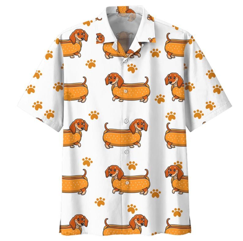 Dachshund White Orange Nice Design Hawaii Shirt Ha24094