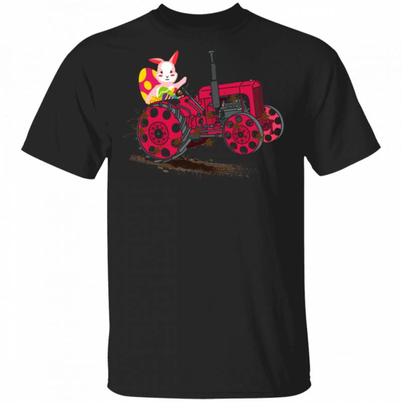 Bunny Riding Tractor Easter Eggs Funny Easter Gifts T-Shirt