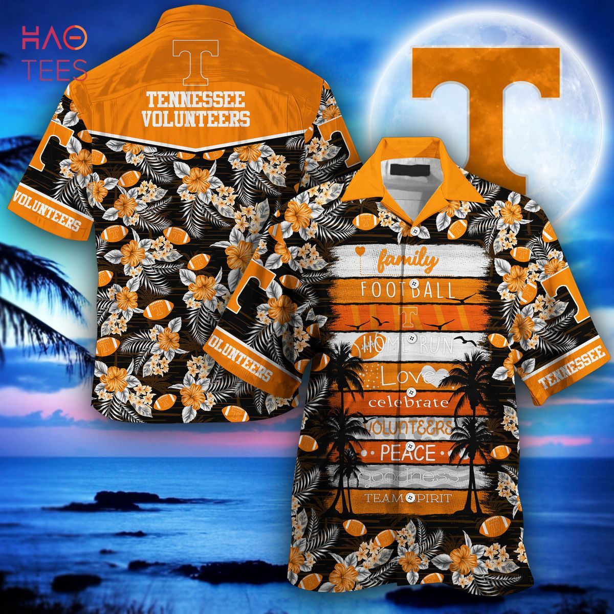 NCCA Tennessee Volunteers Orange Black New Design Hawaiian Shirt