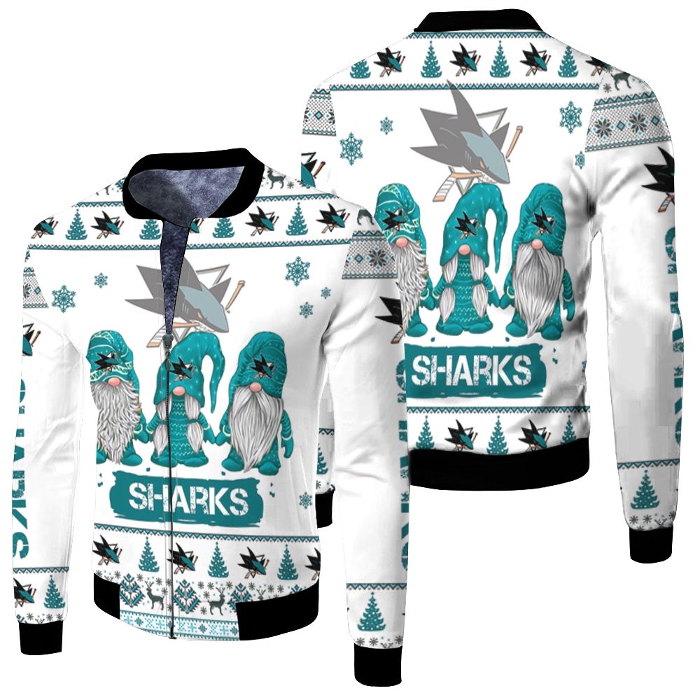 Christmas Gnomes San Jose Sharks Ugly Sweatshirt Christmas 3D Fleece Bomber Jacket