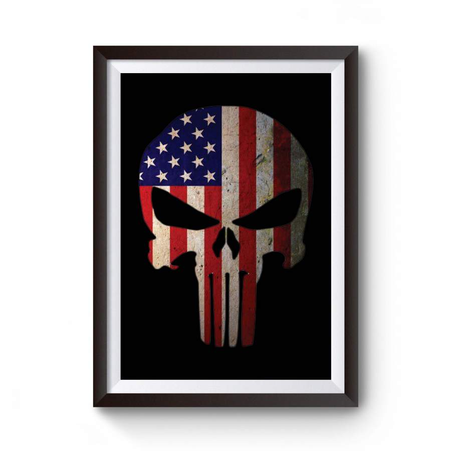 American Flag Punisher Skull Vintage Usa Cool Poster