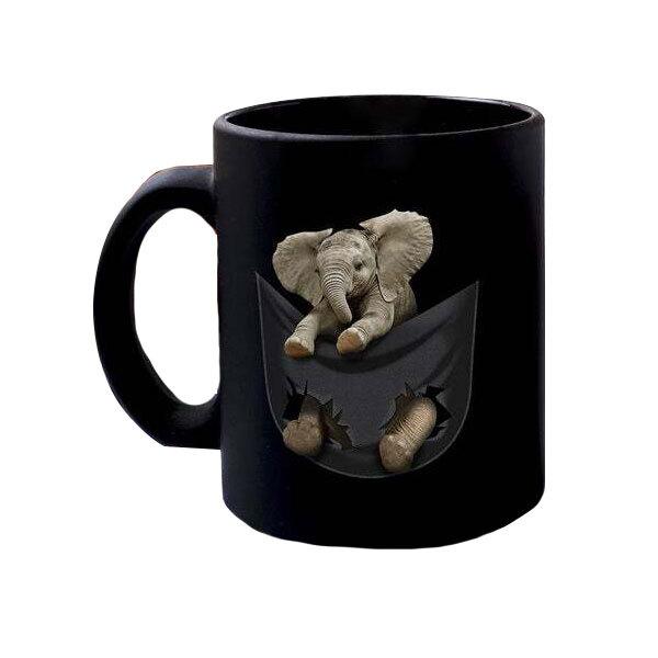 Save The Elephants Mug, Elephant Mug, Zoo Animal Mug, Gift For Elephant Lover Black Mug Gift For Friend Family Double Side Printed Ceramic Coffee Mug Tea Cups Latte