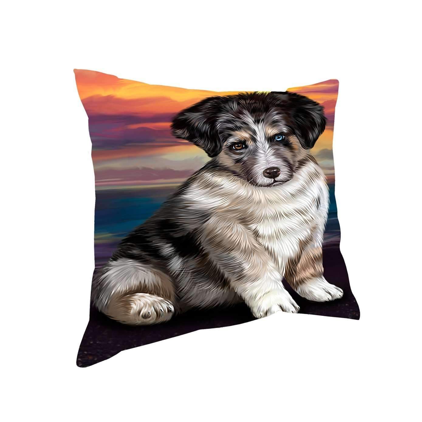 Australian Shepherd Brown Puppy Dog Throw Pillow