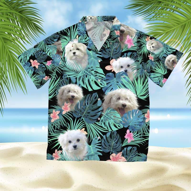 Bolognese Hawaiian Shirt, Dog Summer Leaves Hawaiian Shirt, Unisex Print Aloha Short Sleeve Casual Shirt
