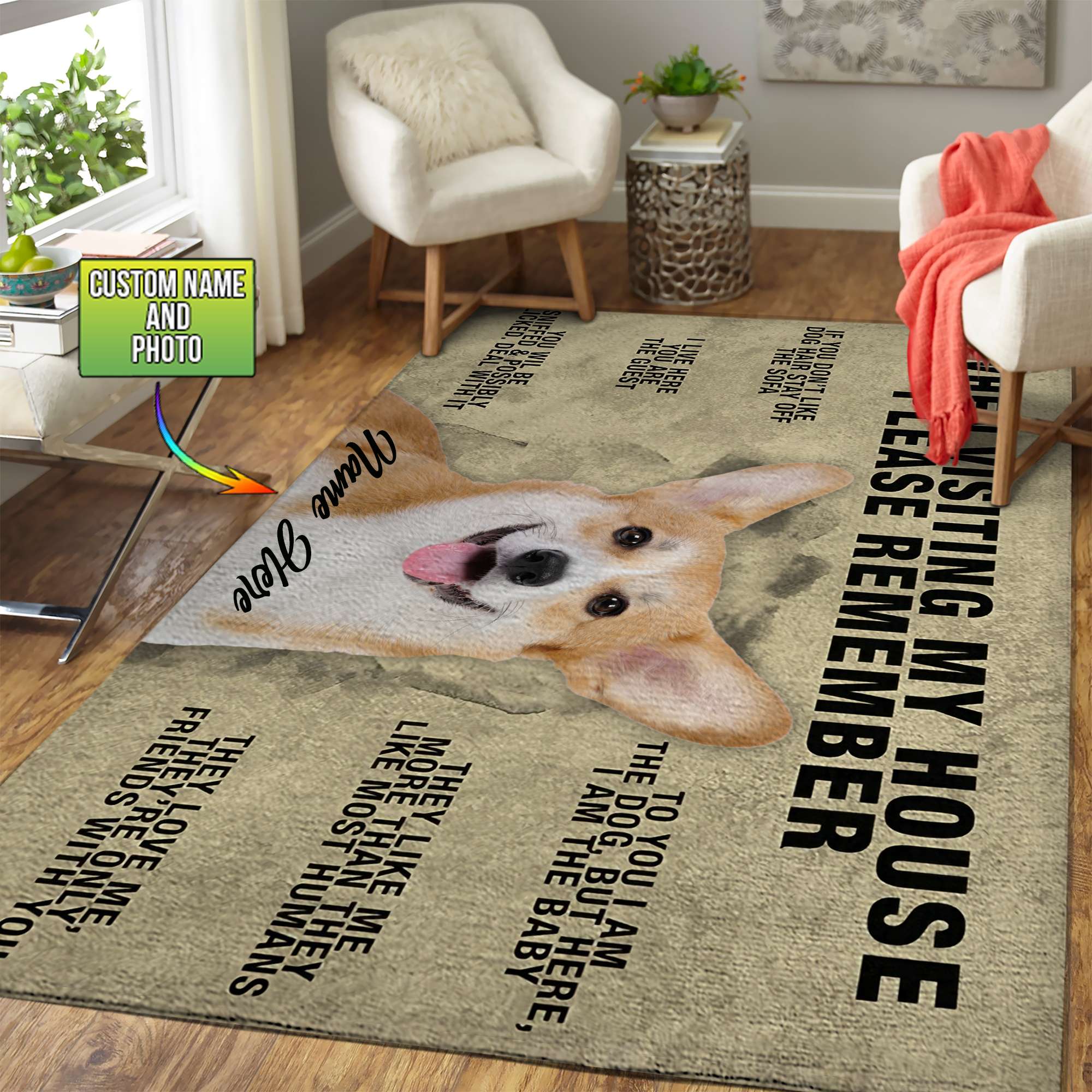 When Visiting Customized Corgi Rug