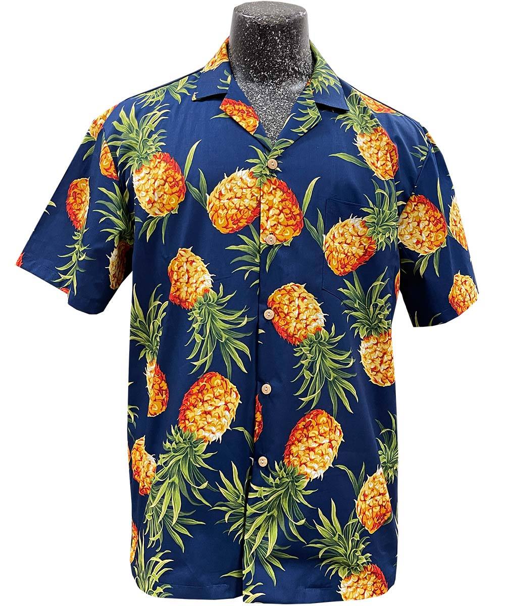 Pineapple Gold Navy Hawaii Summer Shirt Ha16398