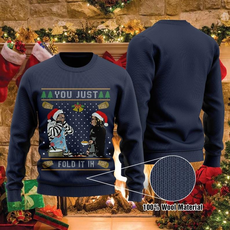 You Just Fold It In The Cheese Christmas 100% Wool Ugly Sweater