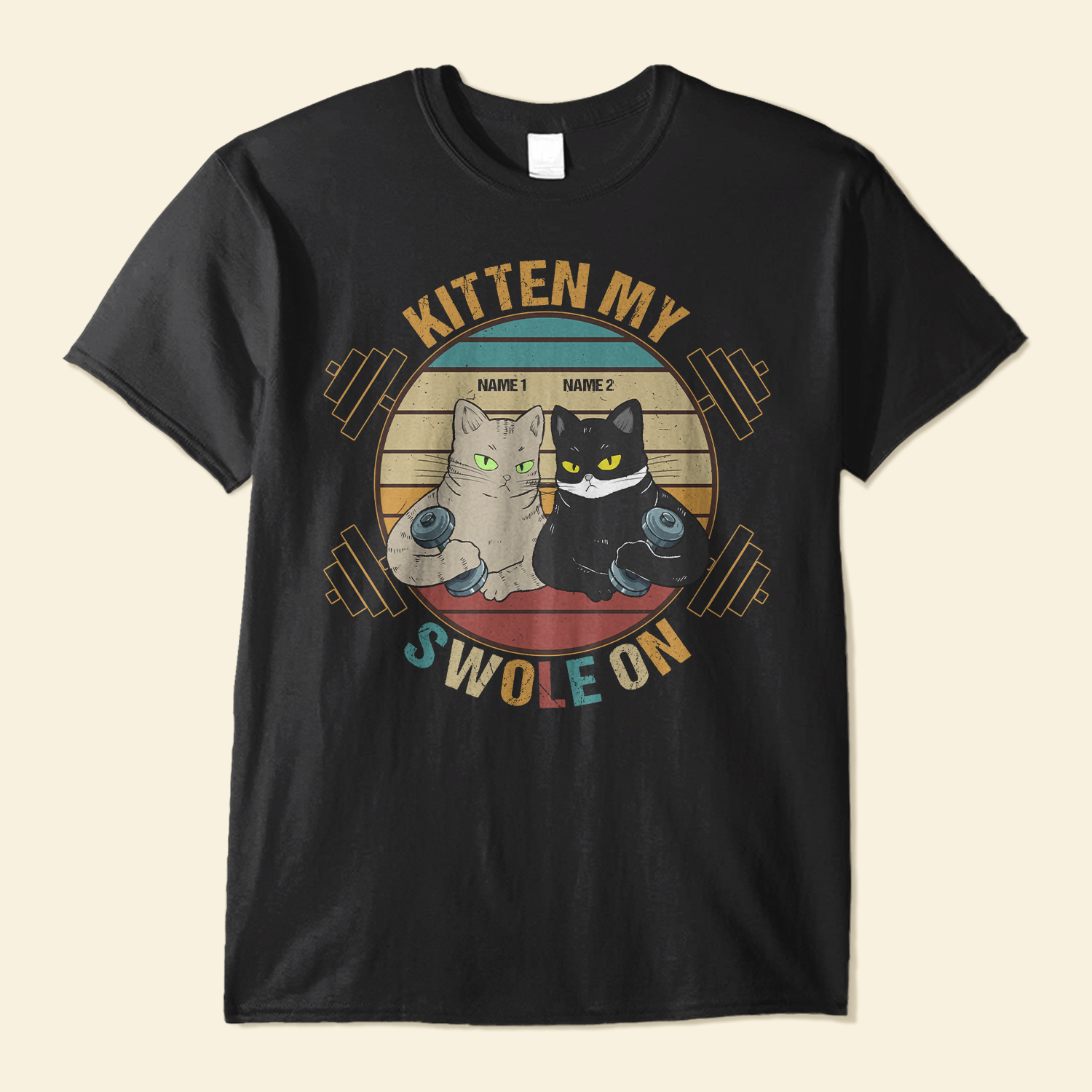 Kitten My Swole On – Personalized Shirt – Birthday Gift For Cat Lovers – Cat Lifting