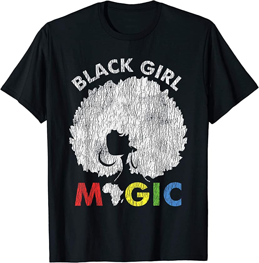 Vintage African Afro Black Girl Magic Pride Melanin Woman T-Shirt