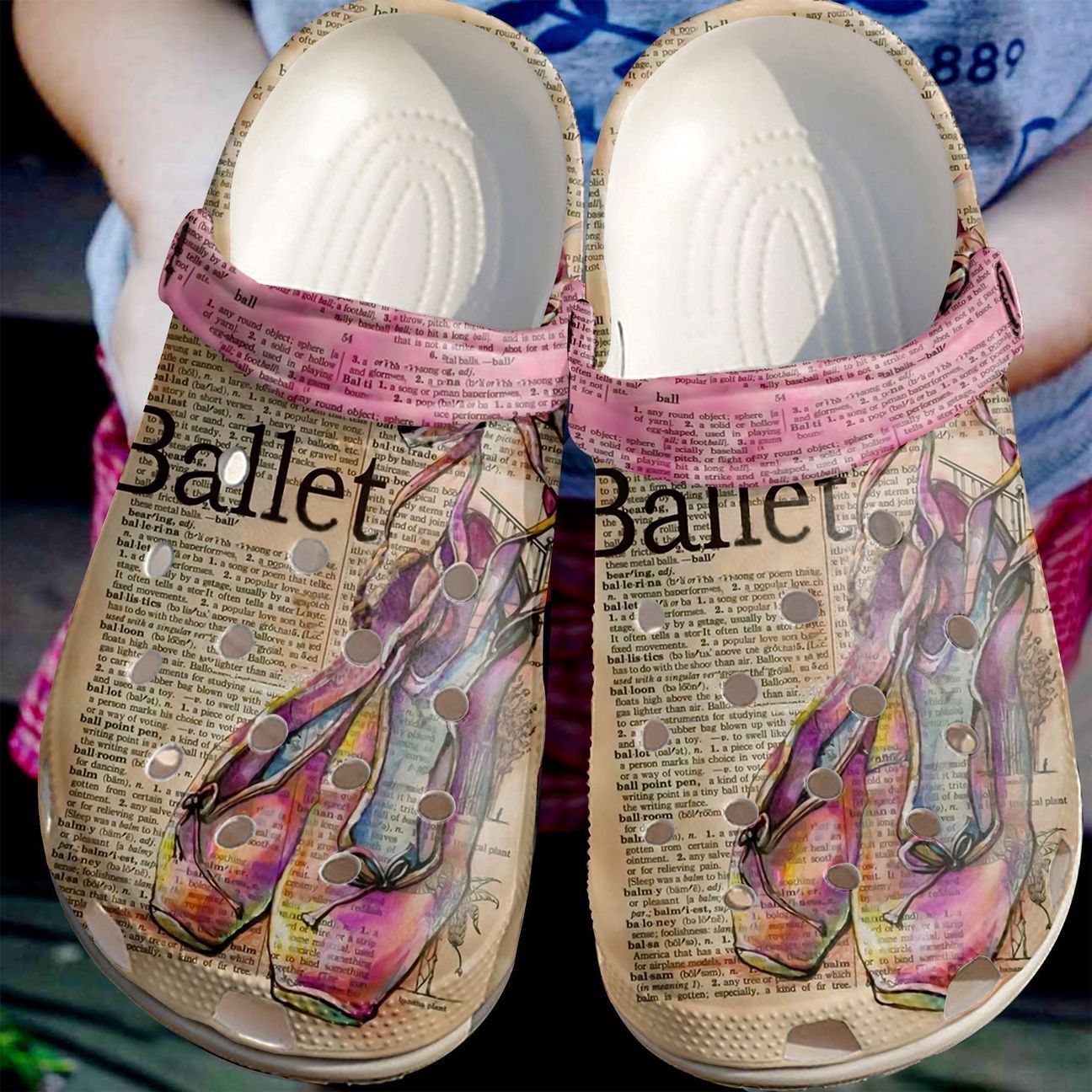 Ballet Personalized Clog, Custom Name, Text Vintage Ballet Style, Fashion Style For Women, Men, Kid, Print 3D