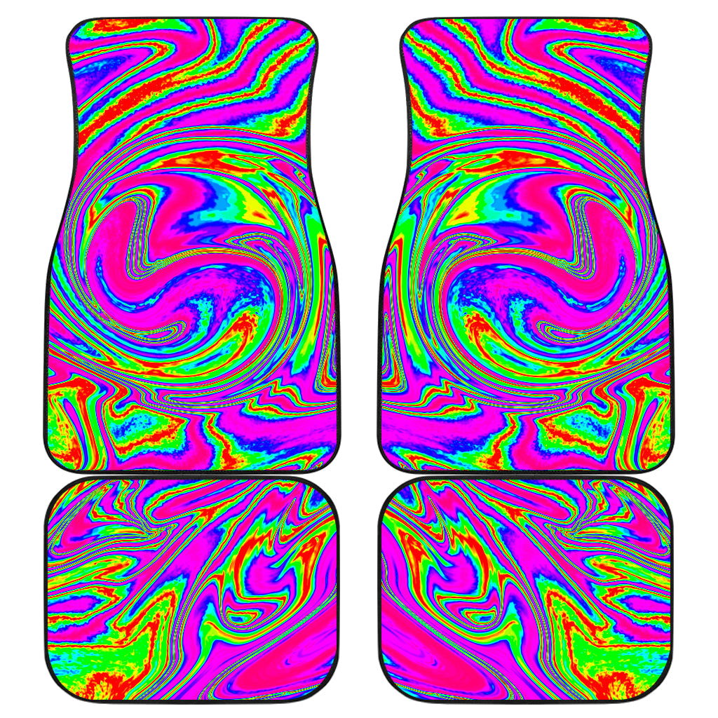 Abstract Psychedelic Liquid Trippy Print Front And Back Car Floor Mats, Front Car Mat