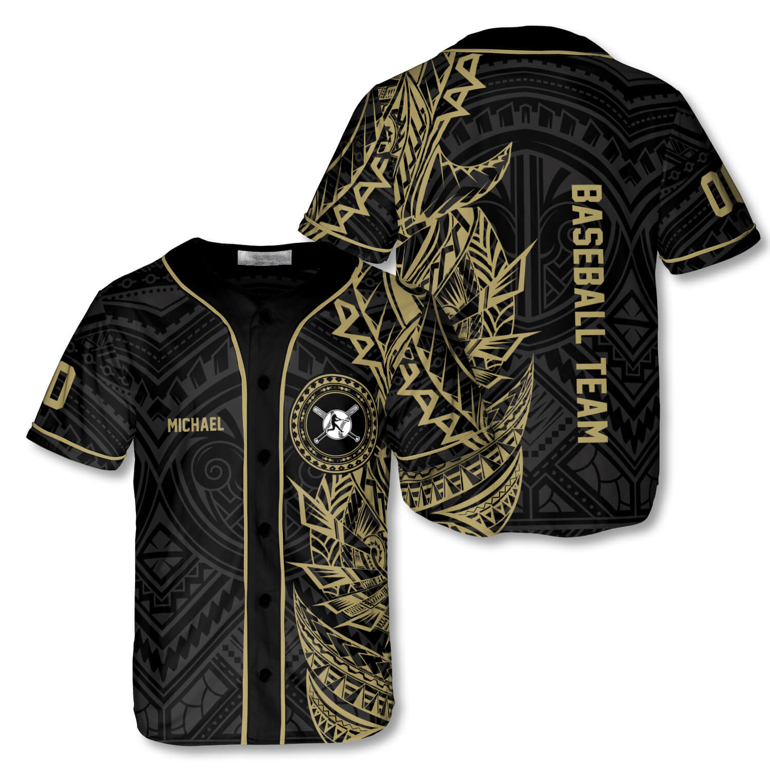 Athlete Gold Tribal Custom Baseball Jersey, Customized Nam Team Baseball Shirt, Gift For Team Baseball Lover