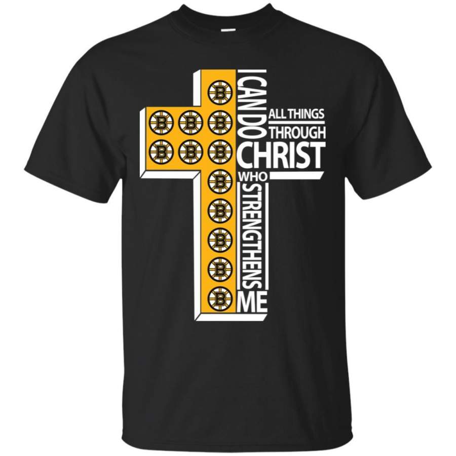 Gorgeous I Can Do All Things Through Christ Boston Bruins T Shirts