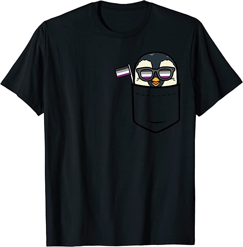 Penguin Pocket Animal LGBTQ Asexual Flag Ace Pride Ally T-Shirt