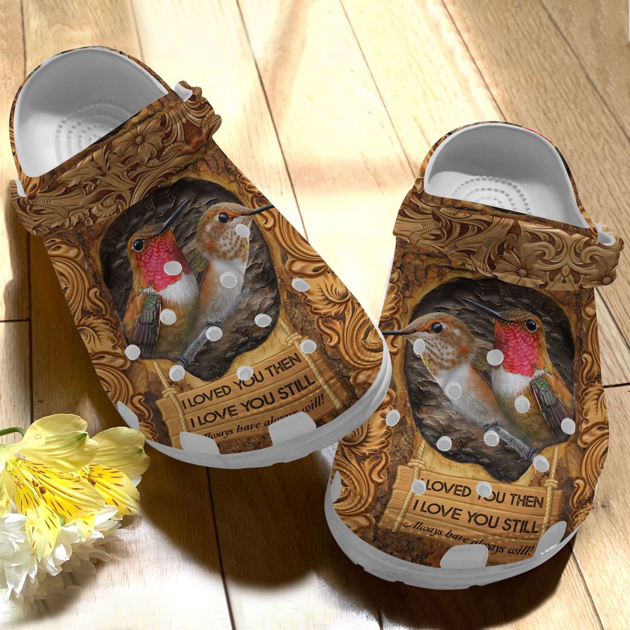 Bird Personalize Clog, Custom Name, Text, Fashion Style For Women, Men, Kid, Print 3D Whitesole I Love You Still