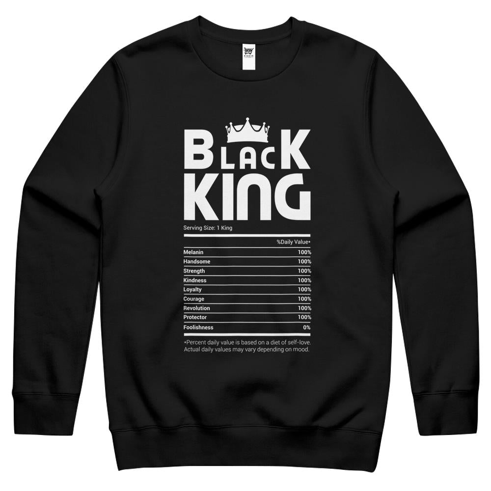 Nutritional Facts Shirt, Nutritional Facts Crewneck Sweatshirt, Black King Nutrition Facts Shirt, Black King Nutritional Facts African American Pride Melanin Crewneck Sweatshirt