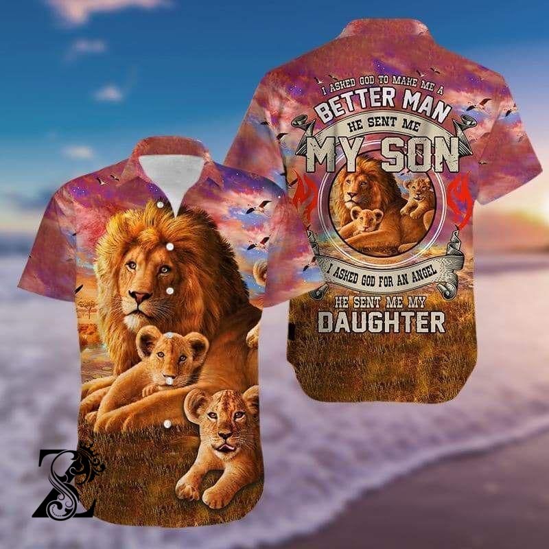 Asked God To Make Me A Better Man God Lion  Hawaiian Shirts