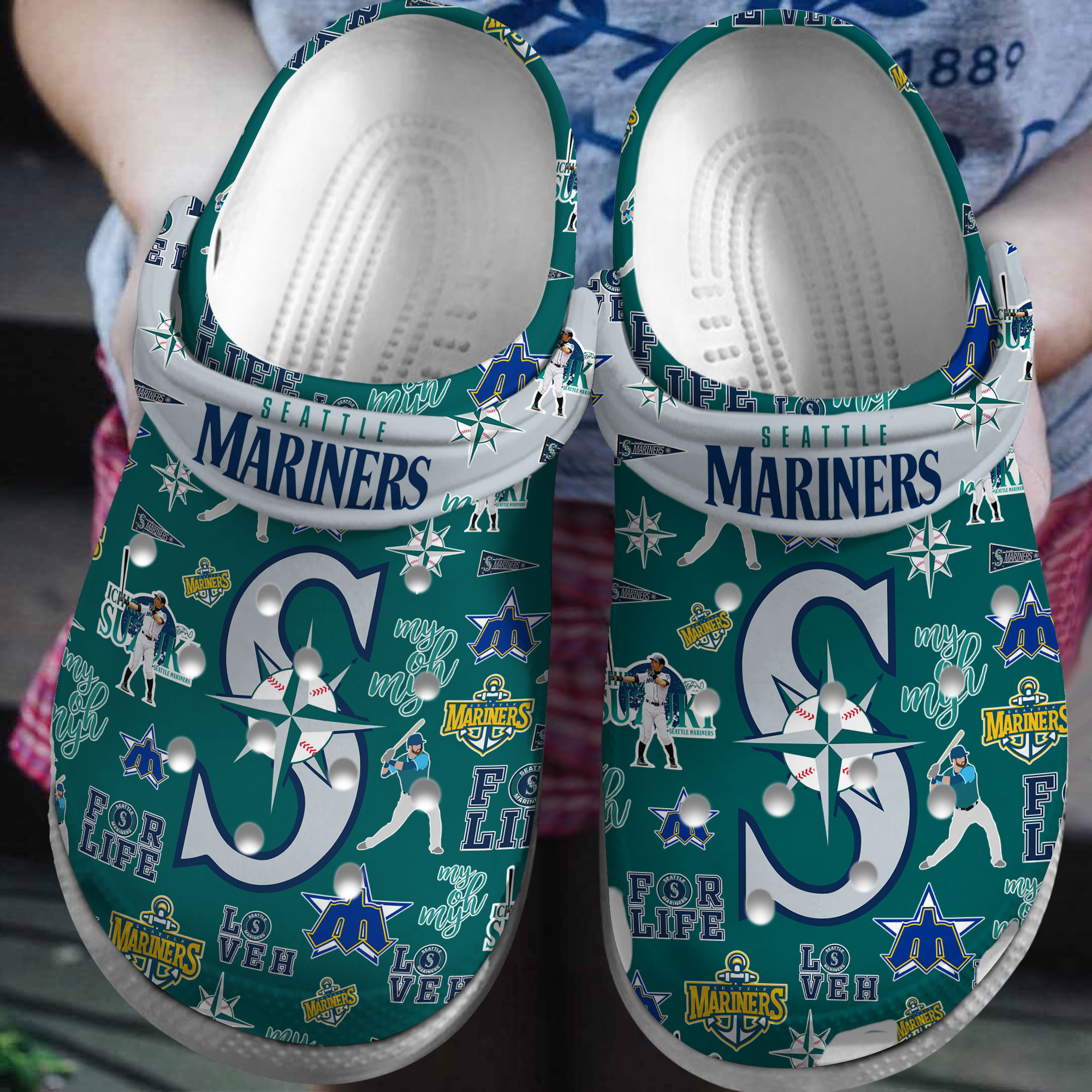 Seattle Mariners MLB Sport Crocs Crocband Clogs Shoes Comfortable For Men Women and Kids