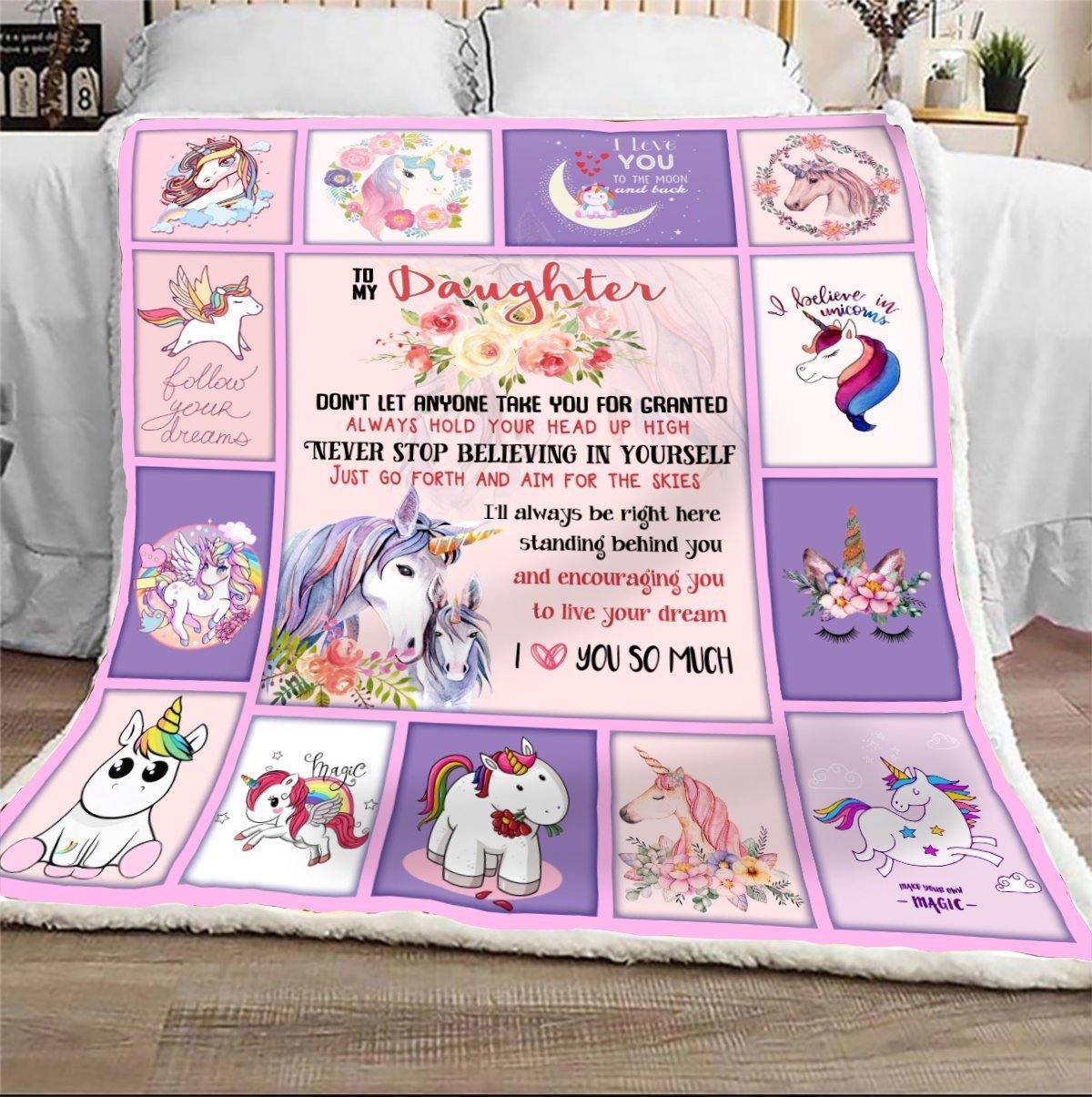 To My Daughter Never Stop Believing In Yourself –  Gift For Daughters Home Decor Gift For Family – Sherpa Blanket Fleece Blanket