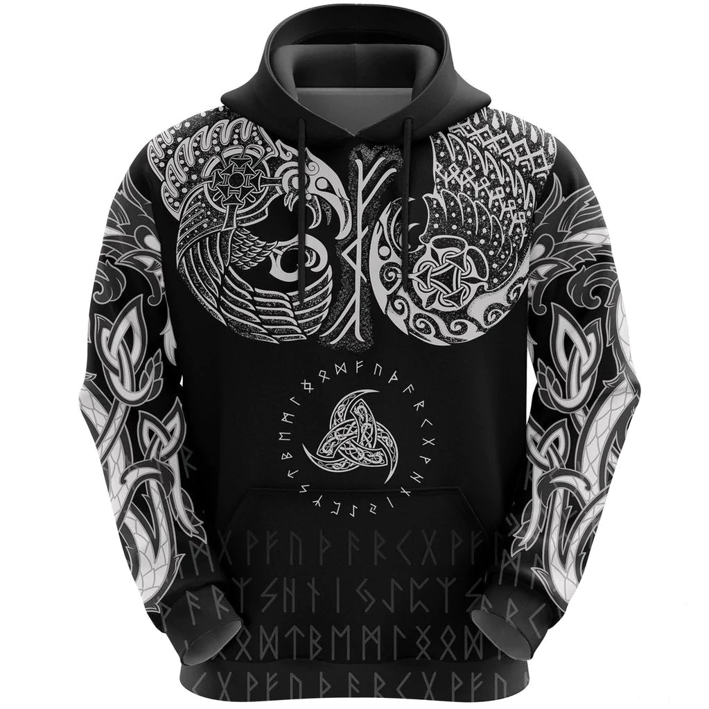 Vikings Chest Tattoo On Pullover Hoodie, Viking Chest Hoodies, Hoodie Viking, Viking Hoodie