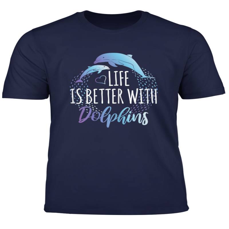 Life Is Better With Dolphins Women Girls Gift Dolphin Lover T Shirt