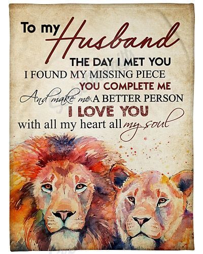 To My Husband I Love You With All My Heart Tiger And Lion Gs-Cl-Dt1603 Fleece Blanket