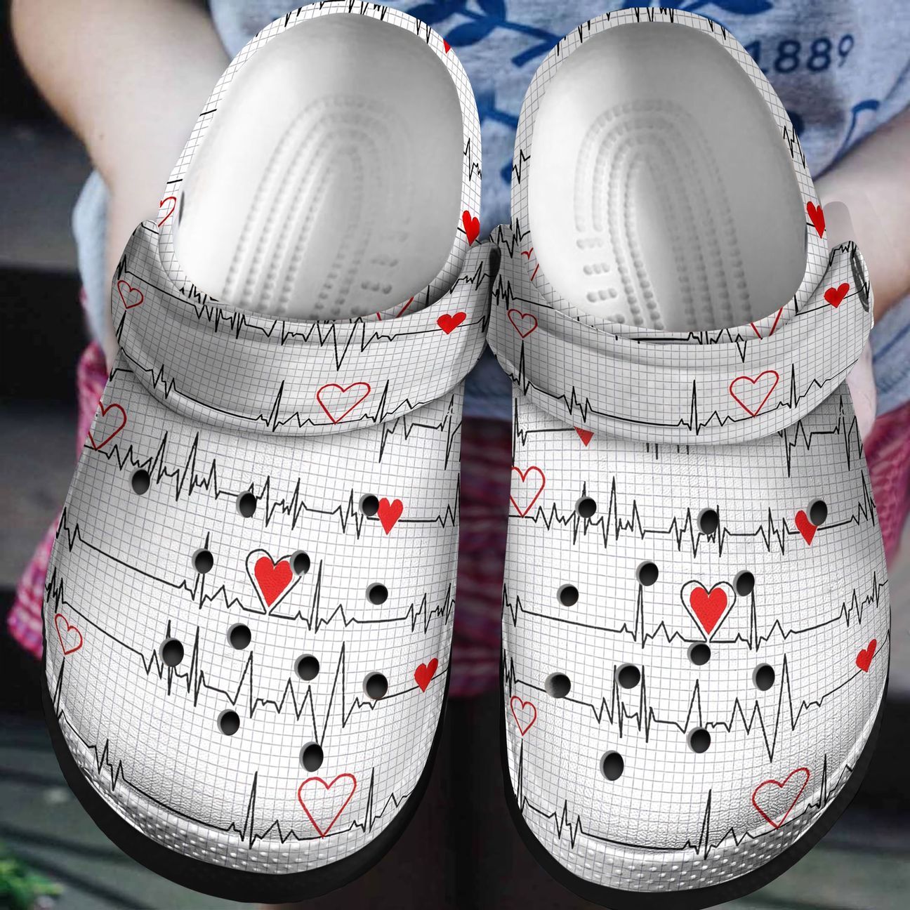 Nurse Personalized Clog, Custom Name, Text, Color, Number Fashion Style For Women, Men, Kid, Print 3D Heartbeat