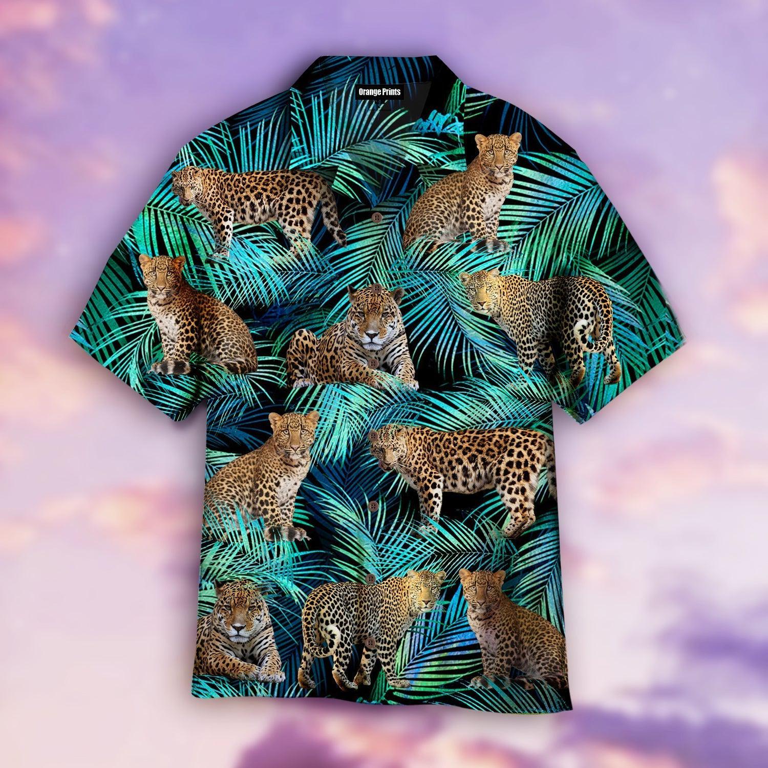 Leopard Leaves Pattern Tropical Hawaiian Shirt