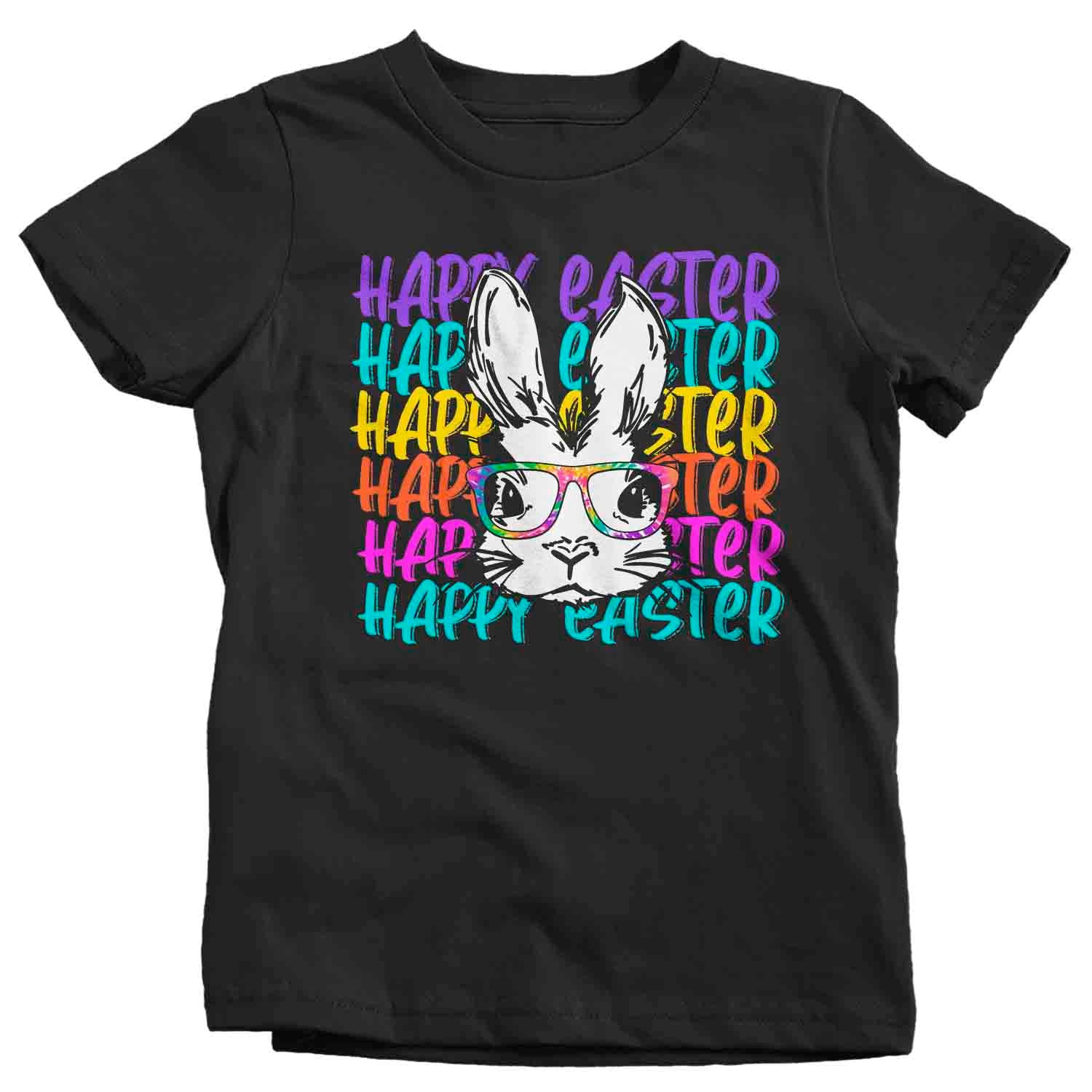 Kids Easter Shirt Happy Easter Bunny T Shirt Hipster Rabbit Glasses Cute Easter Tee Graphic Gift Idea Boy’S Girl’S