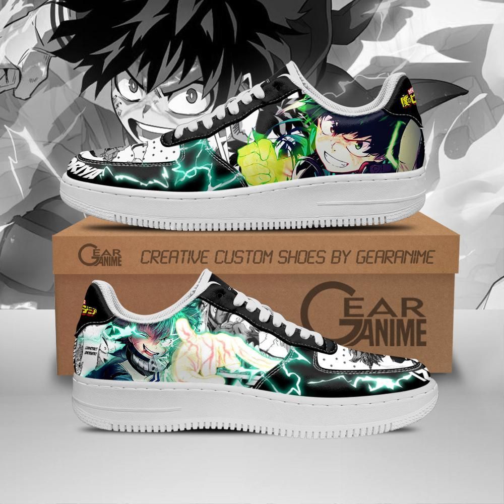Boku No Hero Academia Izuku Midoriya Air Force Shoes Sneakers Custom Anime
