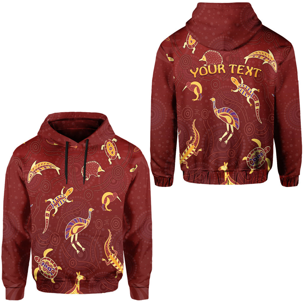 (Custom Personalised) Aboriginal Art Hoodie Animals Australia Version Maroon