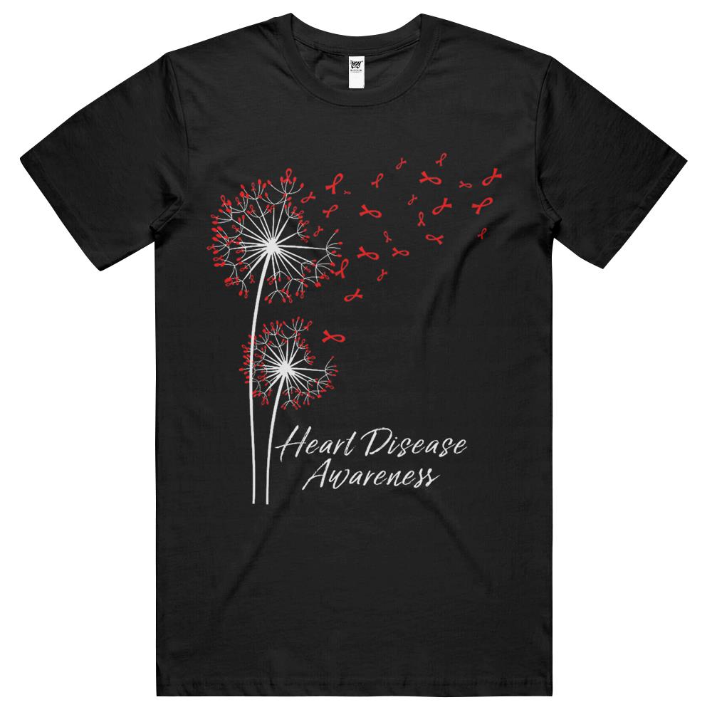 Dandelion Go Red Ribbon Heart Disease Awareness Month Women T Shirts