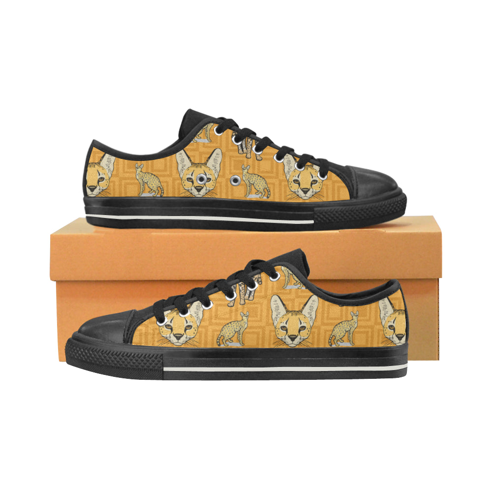 Savannah Cat Black Low Top Canvas Shoes for Kid